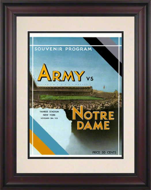 1931 Notre Dame Fighting Irish Vs Army Black Knights 10 1/2 X 14 Framed Historic Football Poster