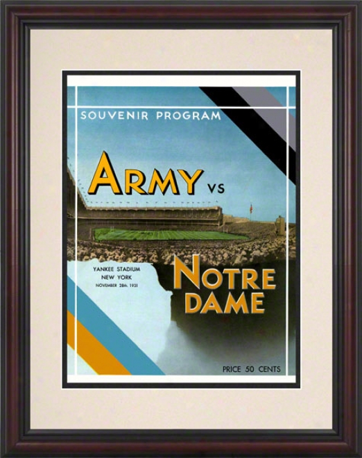 1931 Notre Dame Contention Irish Vs Army Black Knights 8.5 X 11 Framed Historic Football Posteer