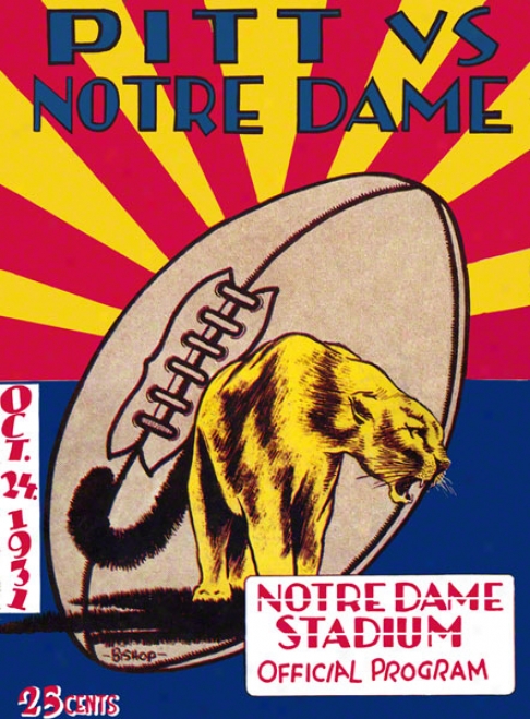 1931 Notre Dame Fighting Irish Vs Pittsburgh Panthers 36 X 48 Canvas Historic Football Poster