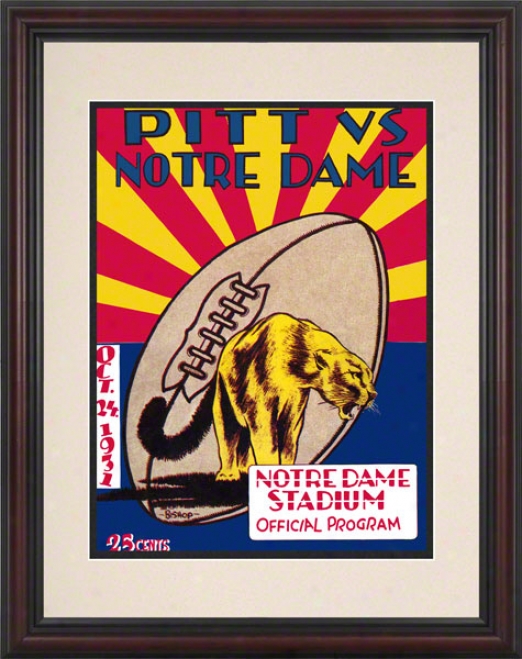 1931 Notre Dame Fighting Irish Vs Pittsburgh Panthers 8.5 X 11 Framed Historic Football Poster