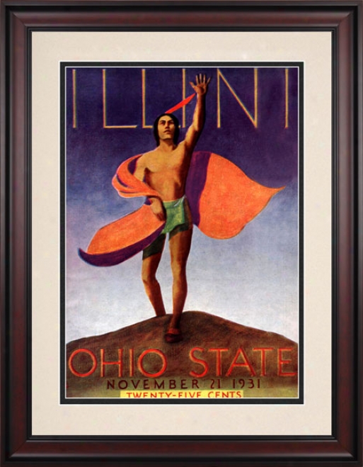 1931 Ohio Pomp Buckeyes Vs. Illinois Fighting Illini 10.5x14 Framed Historic Football Print