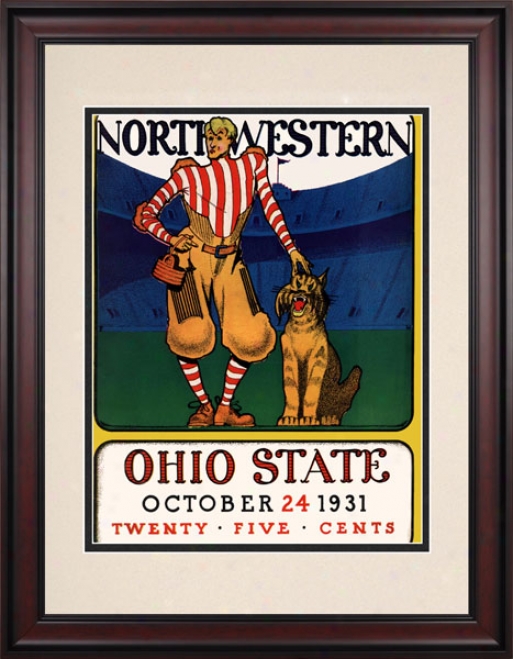 1931 Ohio State Buckeyes Vs. Northwestern Wildcats 10.5x14 Framed HistoricF ootball rPint