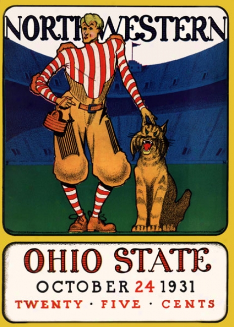 1931 Ohio State Buckeyes Vs. Northwesyern Wildcats 22 X 30 Canvas Historic Football Print