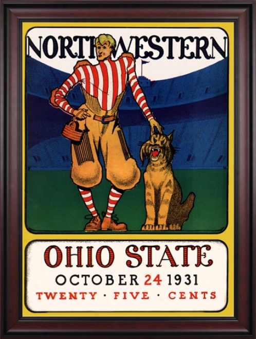 1931 Ohio State Buckeyes Vs. Northwestern Wildcats 3 6X 48 Framed Canvas Historic Football Print