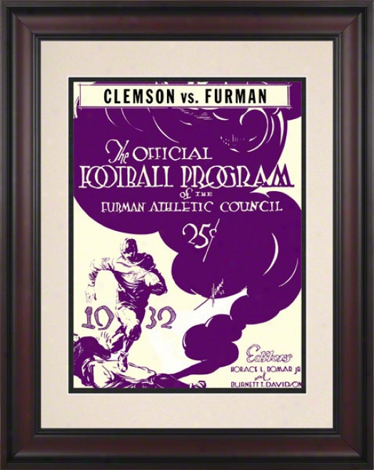 1932 Furman Vs. Clemson 10.5x14 Framed Historic Football Print