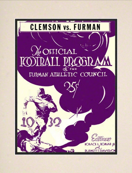 1932 Furman Vs. Clemson 10.5x14 Matted Historic Football Print