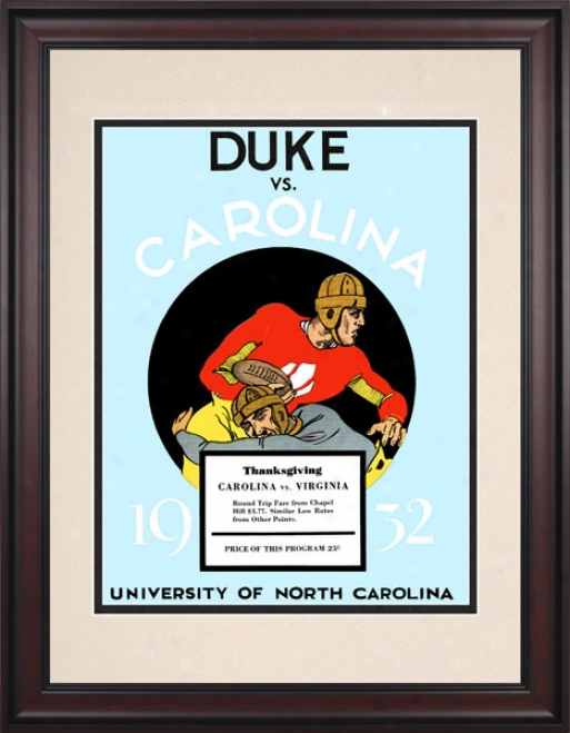 1932 North Carolina Tar Heels Vs. Duke Blue Devils 10.5x14 Framed Historic Football Print