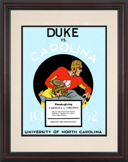 1932 North Carolina Tar Heels Vs. Duke Blue Devils 8.5 X 11 Framed Historic Football Print