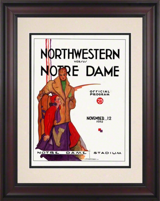 1932 Notre Dame Fighting Irish Vs Northwestern Wildcats 10 1/2 X 14 Framed Historic Football Poster