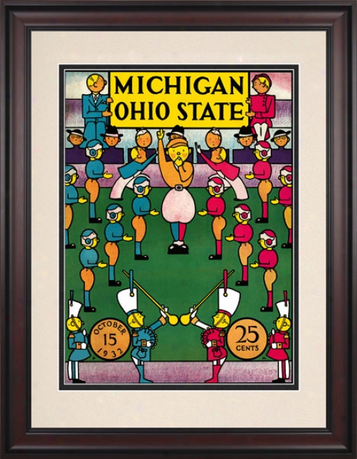 1932 Ohio State Buckeyes Vs. Michigan Wolverines 10.5x14 Framed Historic Football Print