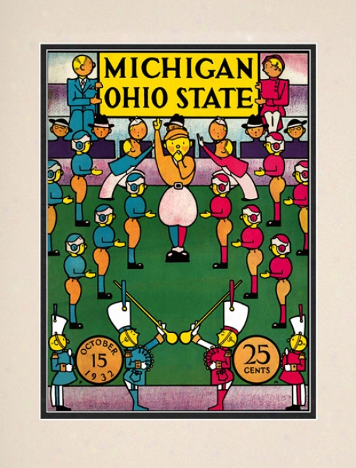 1932 Ohio National Bickeyes Vs. Michigan Wolverines 10.5x14 Matted Historic Football Print