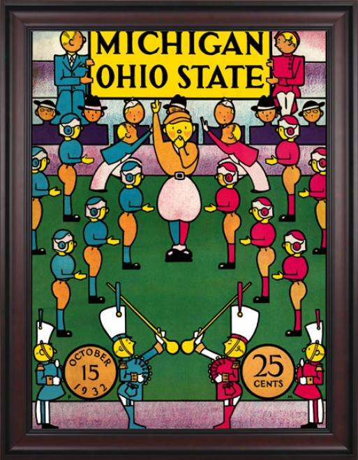 1932 Ohio State Buckeyes Vs. Michigan Wolverines 36 X 48 Framed Canvas Historic Football Print