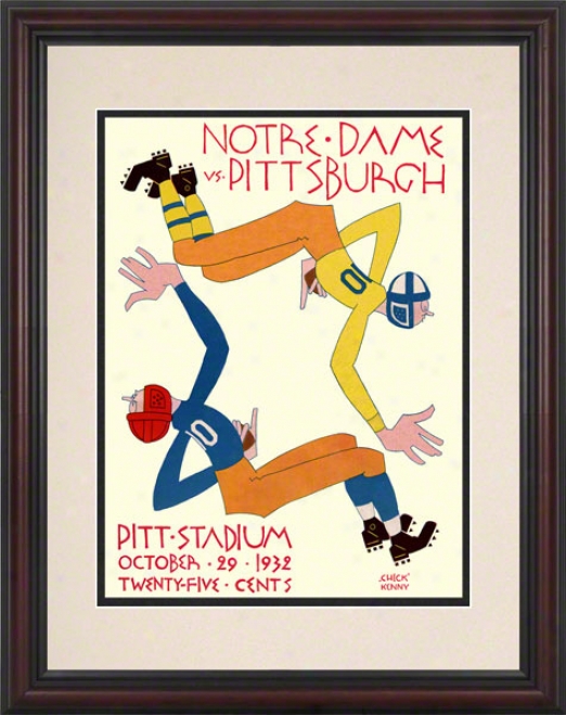 1932 Pittsburgh Panthers Vs Notre Dame Fighting Irish 8.5 X 11 Framex Hidtoric Football Poster