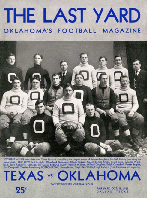 1932 Texas Vs Oklahoma 22 X 30 Canvas Historic Football Print