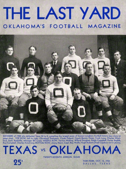 1932 Texas Vs Oklahoma 36 X 48 Canvas Historic Football Print
