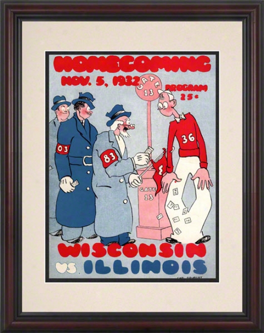 1932 Wisconsin Vs. Illinois 8.5 X 11 Framed Historic Football Mark