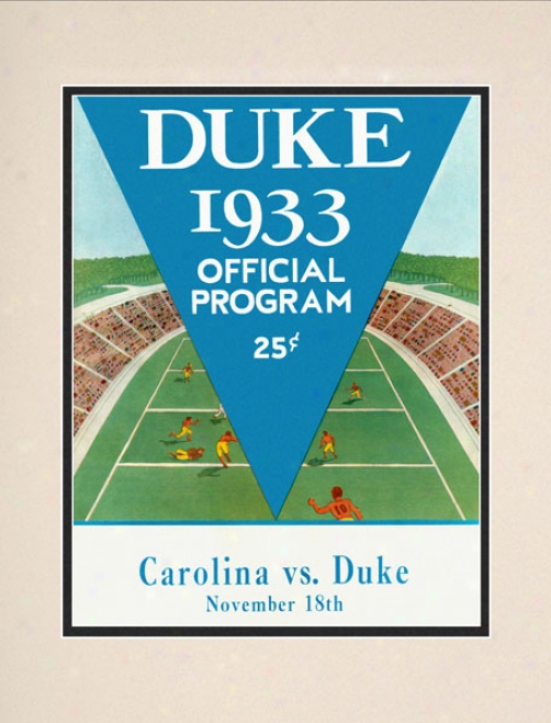 1933 Duke Blue Devils Vs. North Carolina Tar Heels 10.5x14 Matted Hiztoric Football Print