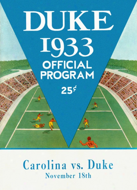1933 Duke Melancholy Devils Vs. North Carolina Tar Heels 22 X 30 Canvas Historic Football Print