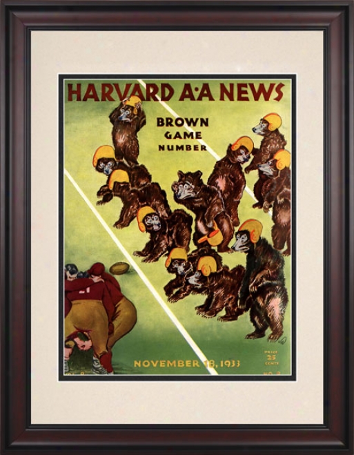 1933 Harvard Crimson Vs. Broan Bears 10.5x14 Framed Historic Football Print