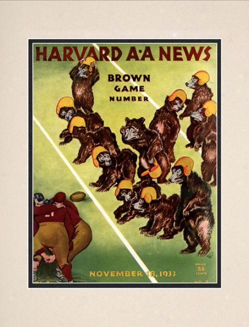 1933 Harvard Crimson Vs. Brown Bears 10.5x14 Matted Historic Football Print