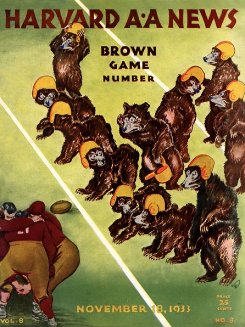 1933 Harvard Crimson Vs. Brown Bears 36 X 48 Canvas Historic Footballl Print