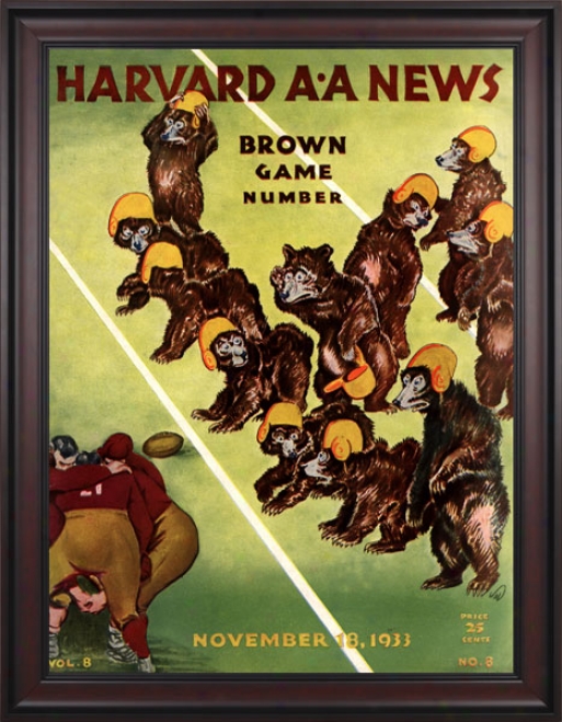 1933 Harvard Crimson Vs. Brown Bears 36 X 48 Framed Canvas Historic Football Print