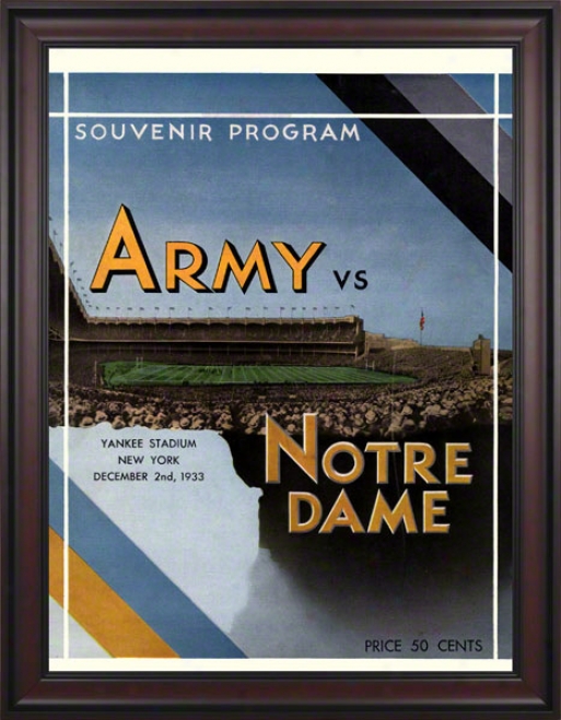 1933 Notre Dame Fighting Irish Vs Army Black Knights 36 X 48 Framed Canvas Historic Football Poster