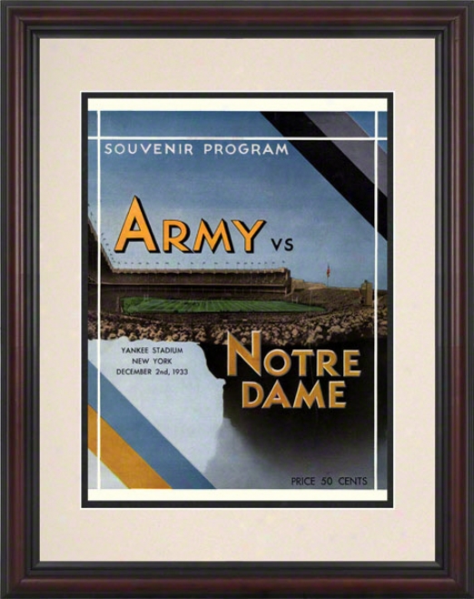 1933 Notre Mistress Fighting Irish Vs Army Black Knights 8.5 X 11 Framed Historic Football Posterr