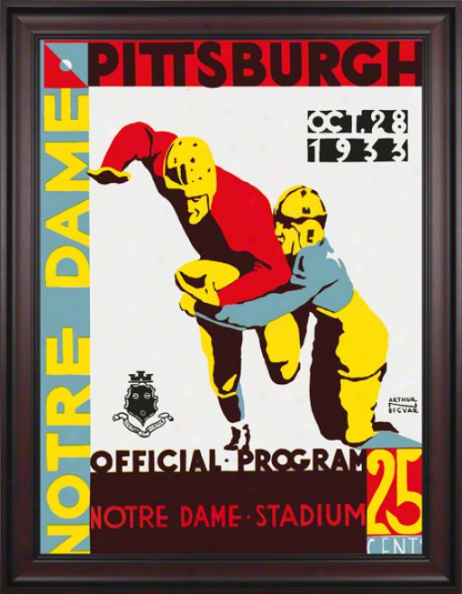 1933 Notre Dame Fighting Irish Vs Pittsburgh Panthers 36 X 48 Framed Canvas Historic Football Posster