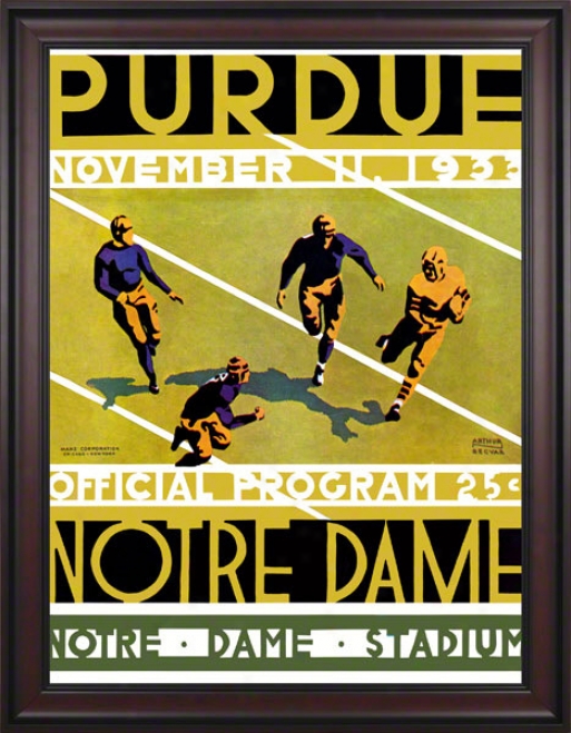 1933 Notre Dame Fighting Irizh Vs Purdue Boilermakers 36 X 48 Framed Canvas Historic Football Poster