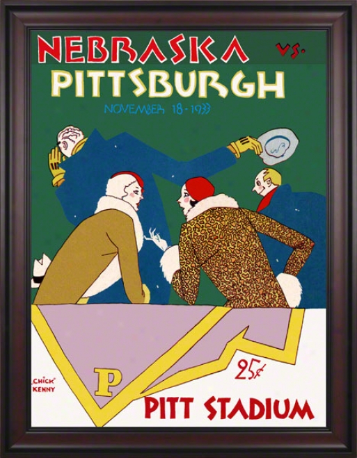 1933 Pitt Vs. Nebraska 36 X 48 Framed Canvas Historic Football Print