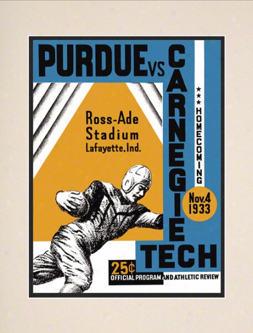 1933 Purdue Vs. Carnegie Tech 10.5x14 Matted Historic Football Print