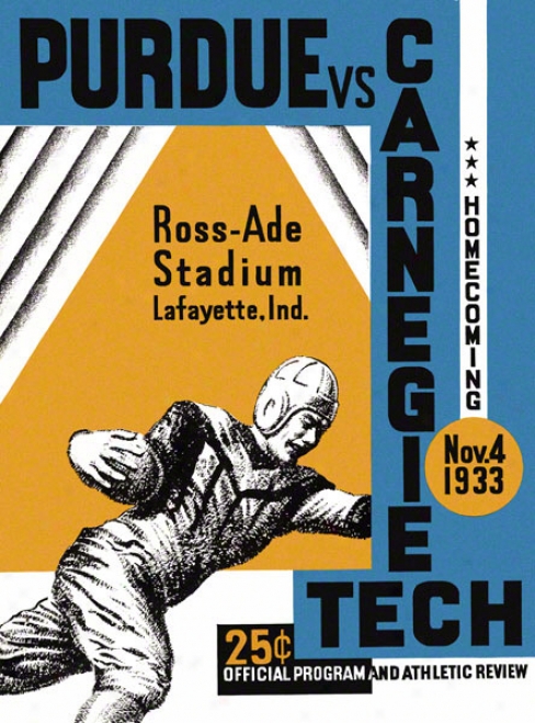 1933 Purdue Vs. Carnegie Tech 36 X 48 Canvas Historic Football Print