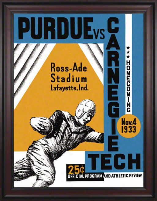 1933 Purdue Vs. Carnegie Tech 36 X 48 Framed Canvas Historic Football Print