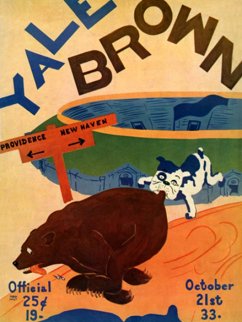 1933 Yale Bulldogs Vs. Brown Bears 36 X 48 Canvas Historic Football Prinnt