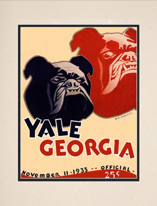 1933 Yale Bulldos Vs. Georgia Bulldogs 10.5x14 Matted Historic Football Print