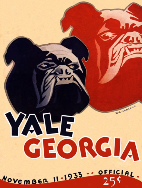 1933 Yale Bulldogs Vs. Gsorgia Bulldogs 22 X 30 Canvas Historic Football Print