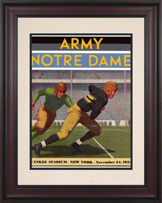 1934 Army Black Knights Vs Notre Dame Fighting Irish 10 1/2 X 14 Framed Historic Football Poster