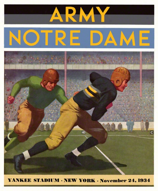 1934 Army Black Knights Vs Notre Dame Fighting Irish 22 X 30 Canvas Historic Football Poster