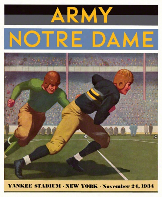 1934 Army Black Knights Vs Notre Dame Fighting Irish 36 X 48 Canvas Historic Football Poster