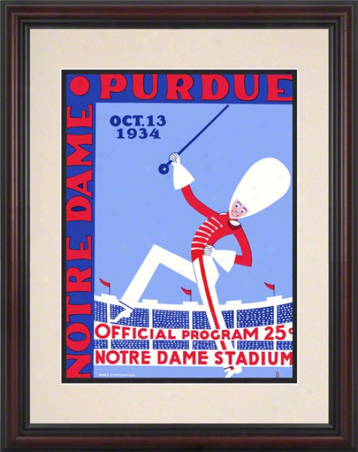 1934 Notre Dame Contention Irish Vs Purdue Boilermakers 8.5 X 11 Framed Historic Football Poster