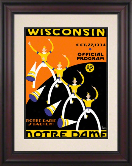 1934 Notre Dame Fighting Irish Vs Wisconsin Badgers 10 1/2 X 14 Frajed Historic Football Poster