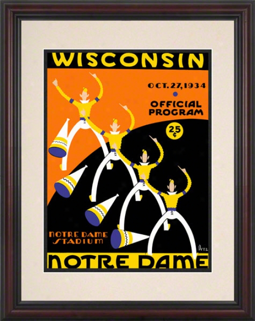 1934 Notre Dame Fighting Irish Vs Wisconsin Badgers 8.5 X 11 Framec Historic Football Poster