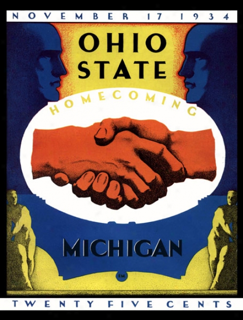 1934 Ohio State Buckeyes Vs. Michigan Wolverines 36 X 48 Canvas Historic Football Print