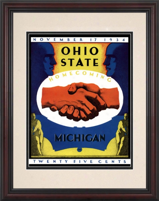 1934 Ohio State Buckeyes Vs. Michigan Wolverines 8.5 X 11 Frwmed Historic Football Print