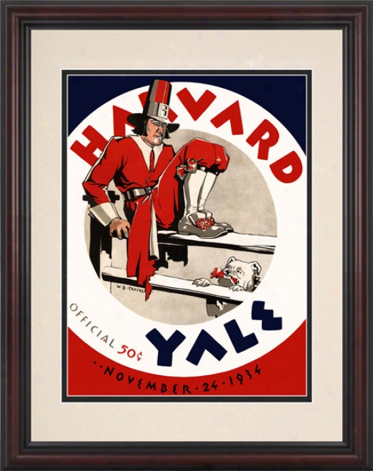 1934 Yale Bulldogs Vs. Harvard Crimson 8.5 X 11 Framed Historic Football Print