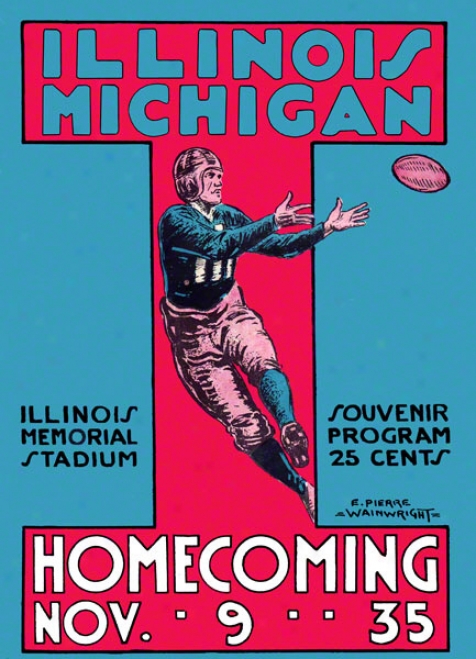 1935 Michigan Vs. Illinois 22 X 30 Canvas Historic Football Print