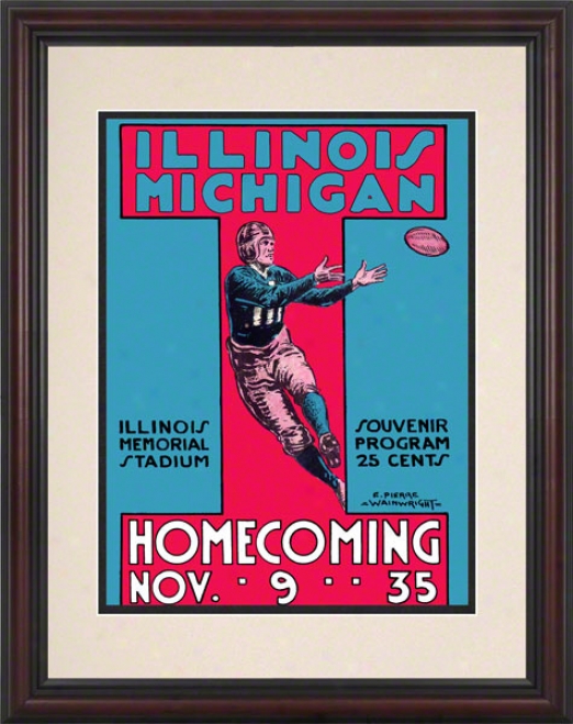 1935 Michjgan Vs. Illinois 8.5 X 11 Framed Historic Football Print