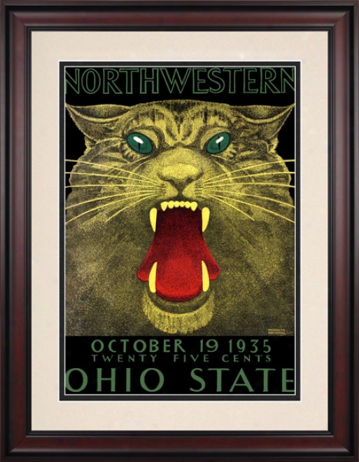 1935 Ohio State Buckeyes Vs. Northwestern Wildcats 10.5x14 Framed Historic Football Print