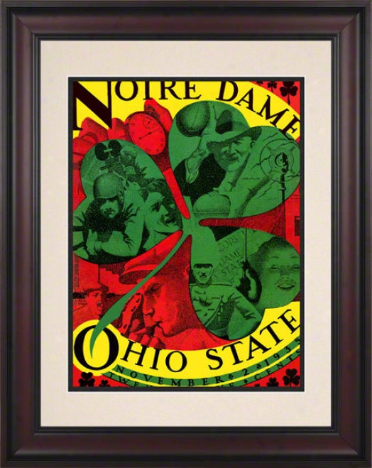 1935 Ohio National Buckeyes Vs Notre Dame Fighting Irish 10 1/2 X 14 Framed Historic Football Poster